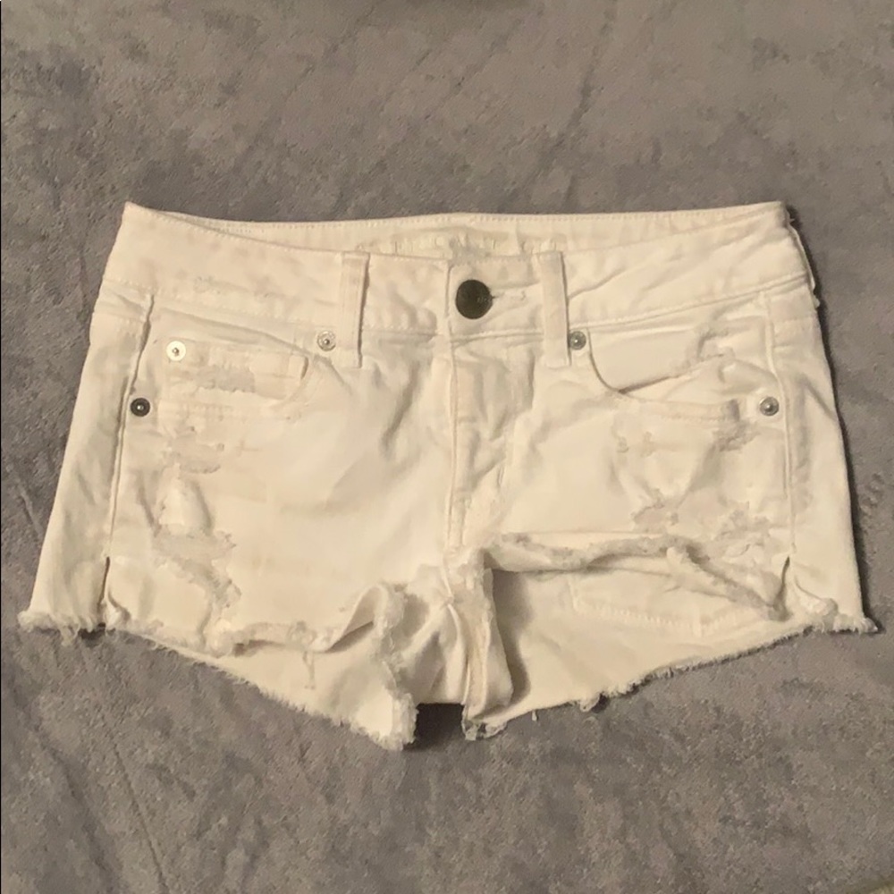 White jean shorts